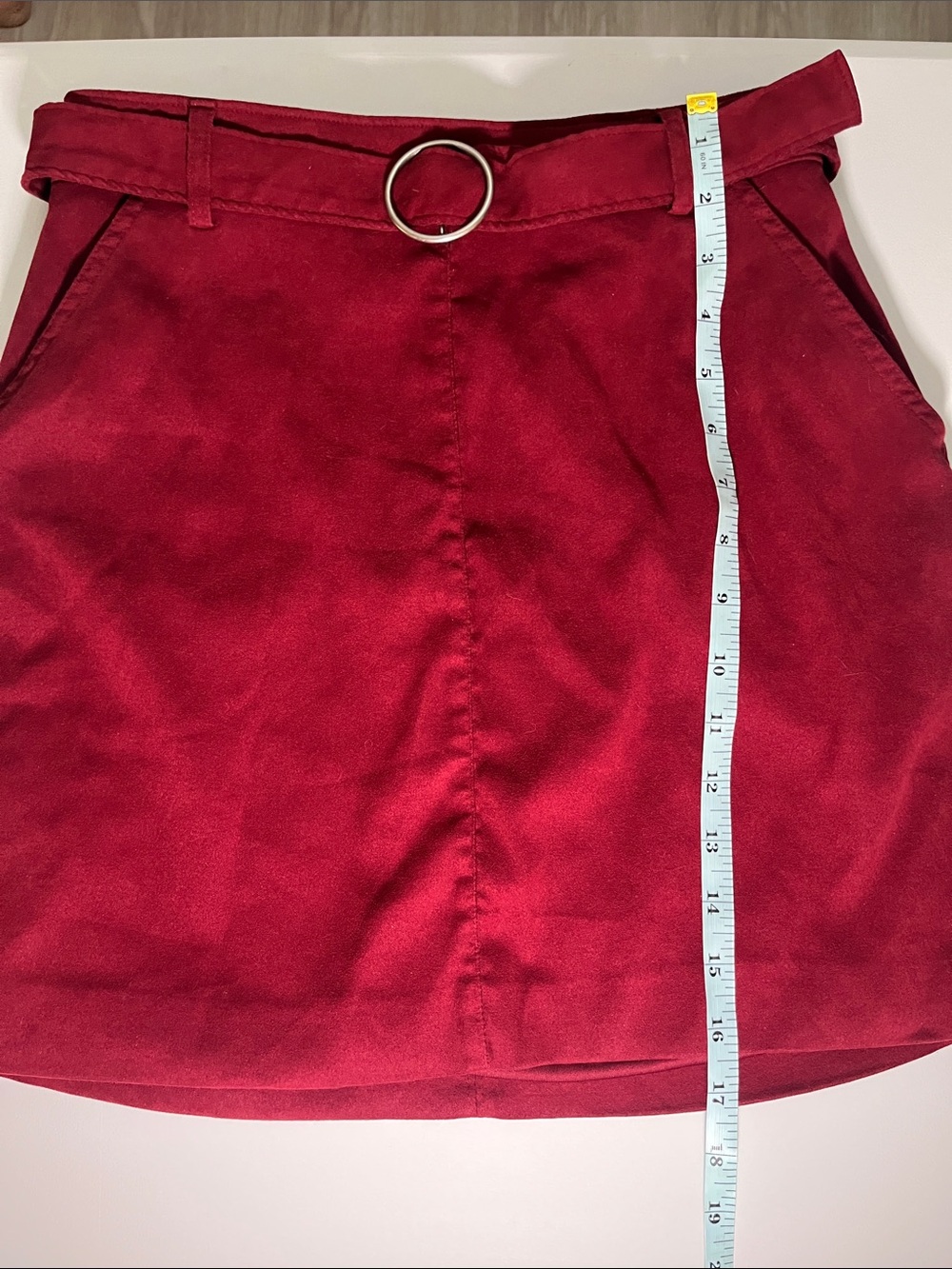 Hollister Ultra High Rise Red Belted A-Line Mini Skirt Small - Picture 5 of 7